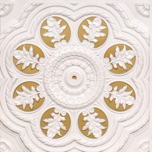 White Pearl Brass PVC Ceiling Tile Design 240