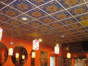 Faux Gold Blue Red Ceiling Tile Design 26