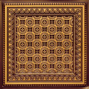 Faux Antique Gold Drop In Grid Ceiling Tile Design 243