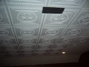 Raw White PVC Ceiling Tile Design 28 Installed