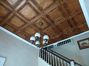 Faux Antique Gold Drop-in Grid Ceiling Tile Design 304