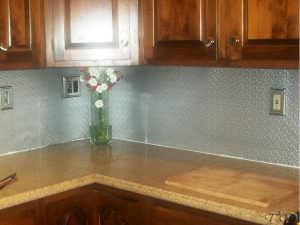 Faux Silver Glue Up PVC Kitchen Backsplash WC 20