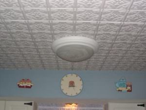 Ceiling tile Glue Up Design AA 309 White Installed
