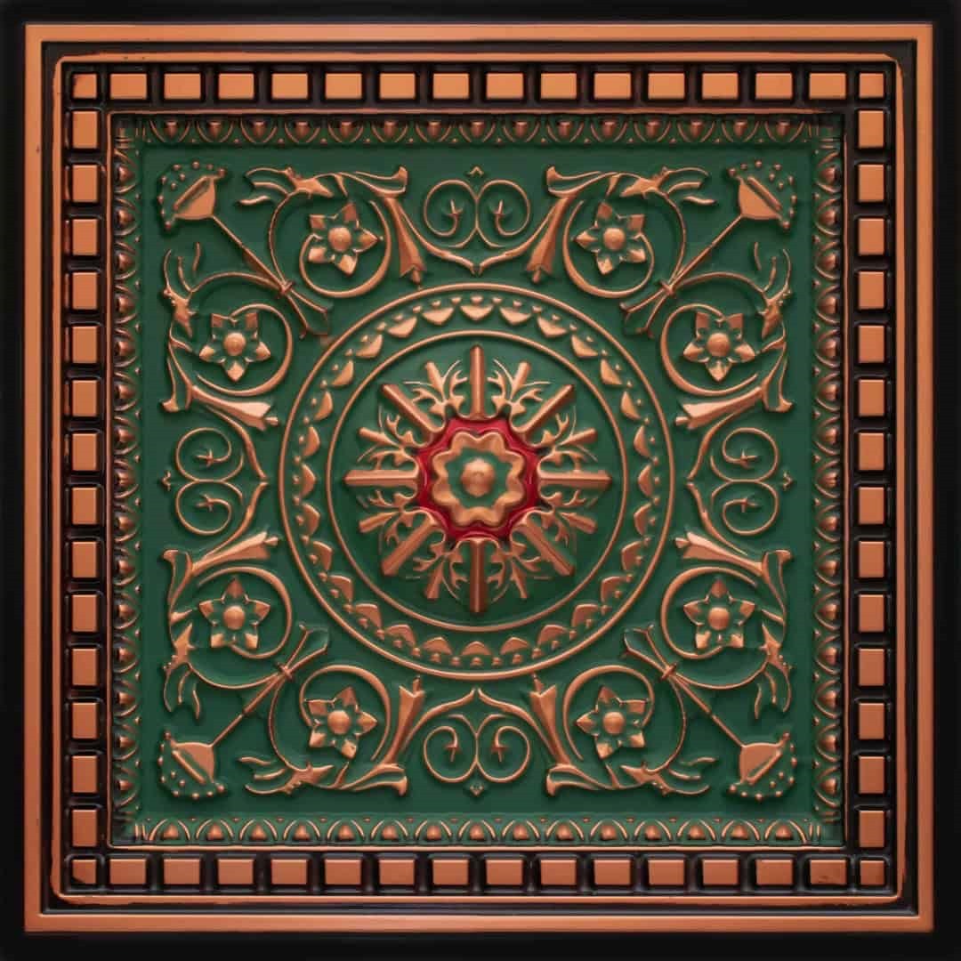 Antique Copper Dark Patina Red Design 215