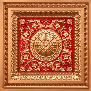 Faux Gold Red PVC Ceiling Tile Design 223