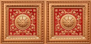 Gold Red Grid Ceiling Tile Design 8223