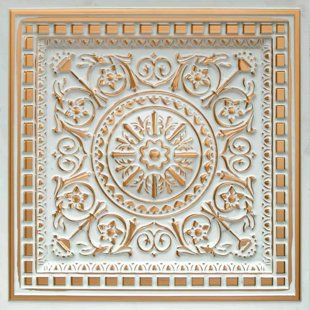 Antique White Grid Ceiling Tile Design 215