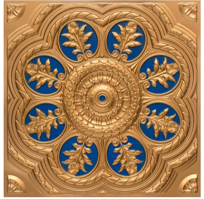 Faux Gold Blue Design 240 PVC Ceiling Tile